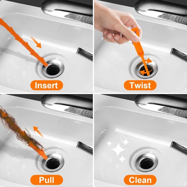 Forlive Drain Snake Flexible Barbed Wand Hair Clog Remover-4
