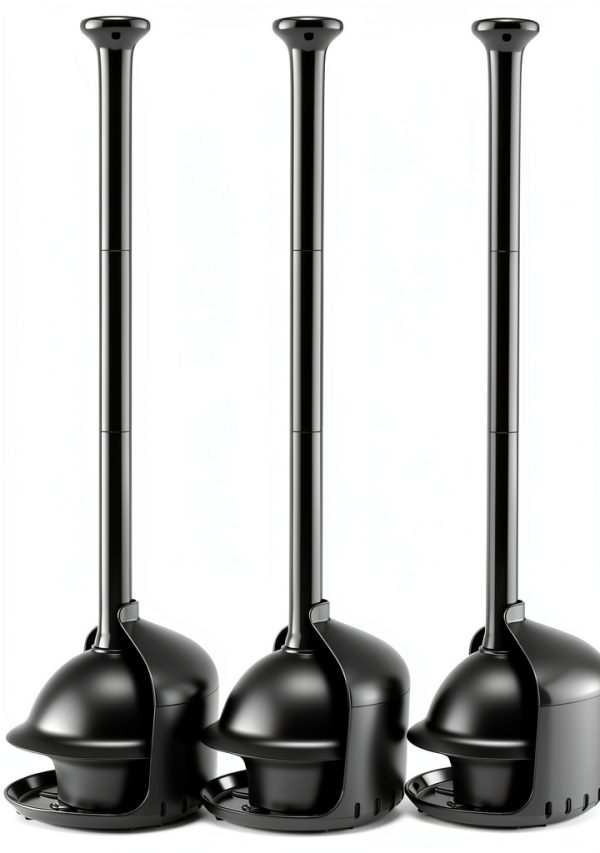 FORASTO Toilet Plunger Bright Black Ventilation Holder 3Pack-0