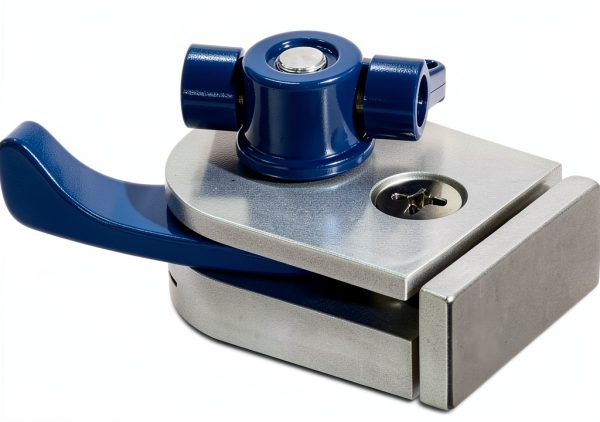 Rockler T Track Clamp Aluminum Modern Blue Edge Clamp-1