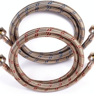 Yejesiy Washing Machine Hoses Stainless Steel 4 Feet Red-0