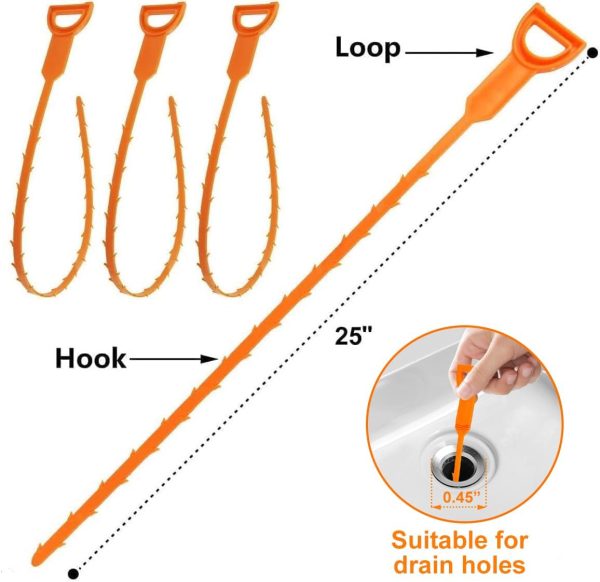 Forlive Drain Snake Flexible Barbed Wand Hair Clog Remover-2