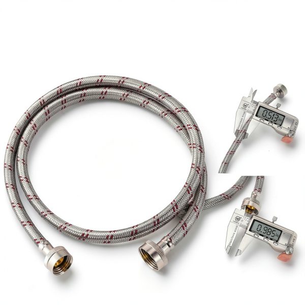 Yejesiy Washing Machine Hoses Stainless Steel 4 Feet Red-3