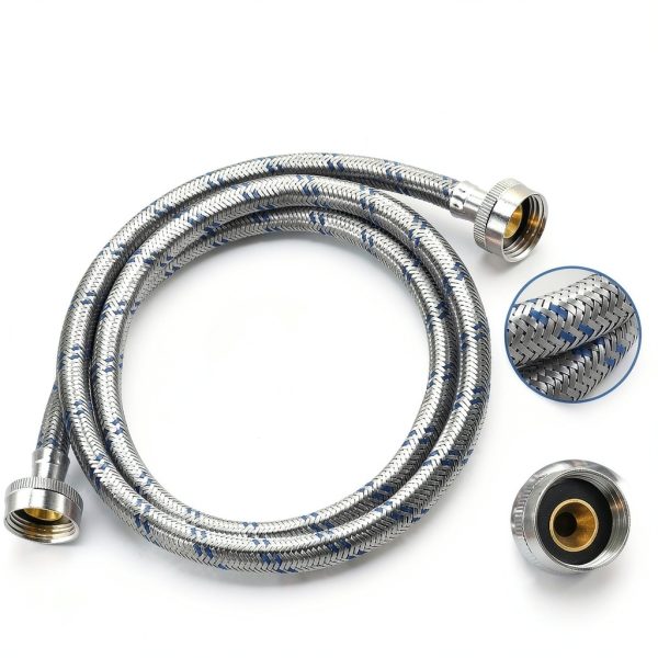 Yejesiy Washing Machine Hoses Stainless Steel 4 Feet Red-2