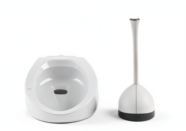 Clorox Toilet Plunger Set White Grey Plastic-1